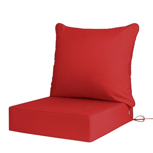 Sutteles Cojín de asiento para exteriores de 24 x 24 pulgadas, impermeable y resistente a la decoloración, cojines para muebles de patio con funda extraíble, color rojo