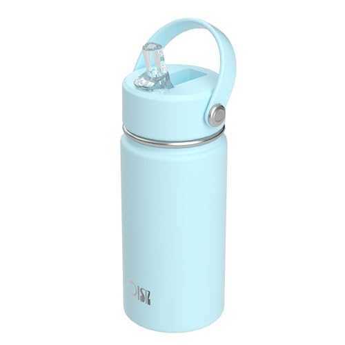 OISIZ 14oz Botella Agua Acero Inoxidable para Niños 420ml Botella de Agua para Niños con Pajita Vaso Térmico Acero Inoxidable Botella de agua a prueba de fugas y se mantiene fría durante 24 horas