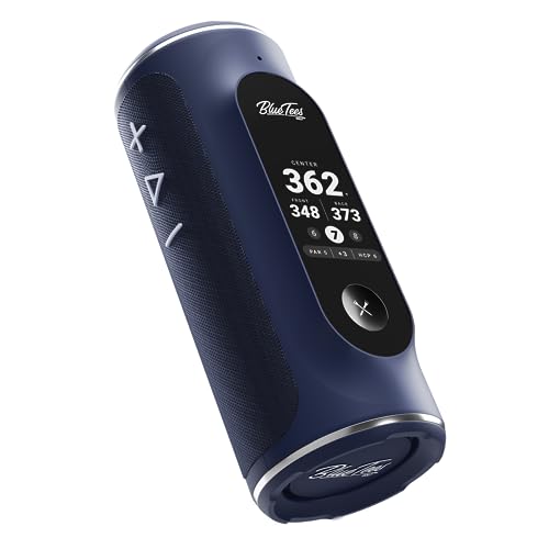 Blue Tees Golf Player+ AI-Powered GPS Speaker - Touchscreen Display, 10+ Hour Battery, 40,000+ Courses, Visual & Audible Distances, Hazard Detection, IPX7 Waterproof (Navy) by Blue Tees Golf - Used condition - US$161.48