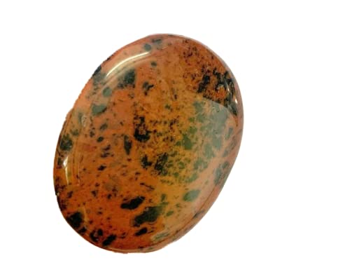 Crystalmiracle Mahagoni Obsidian 1.5" Oval Worry Stone Crystal Healing Thumb Stone Handcrafted Gemstone #TOP3