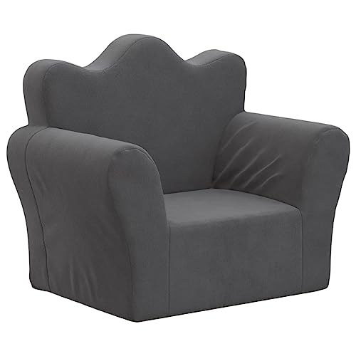 vidaXL Canapé pour Enfants, Siège avec Accoudoirs, Fauteuil avec Dossier pour Tout-Petits, Meuble de Chambre Salon, Anthracite Peluche Douce