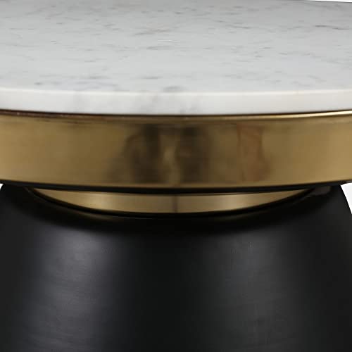 Image of HomeTown Chelsea Marble & Iron Center Table in White, Black & Gold Colour