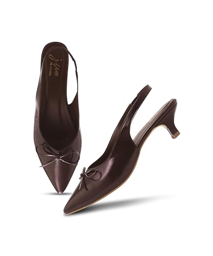 Image of JM LOOKS Low Kitten Heels Women's Pumps Pointed Closed Toe Slingback Elegant Wedding Pumps Heel