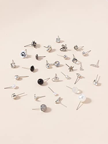 Image of Shining Diva Fashion 30 Pairs Combo Set Stylish Crystal Pearl Earrings for Women and Girls