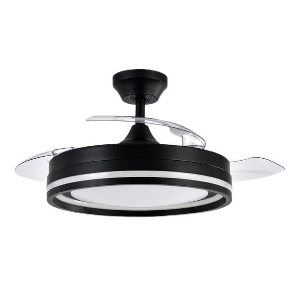 Brightium Ventilador DC Cerrato Negro 72W con 3 aspas desplegables. Potente 7200 lm y 6 velocidades, disponible en 3000K, 4500K y 6000K. Control remoto, temporizador y función de memoria incluidos.