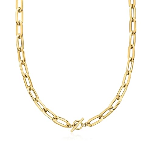 Ross-Simons Italian 14kt Yellow Gold Paper Clip Link Toggle Necklace. 18 inches