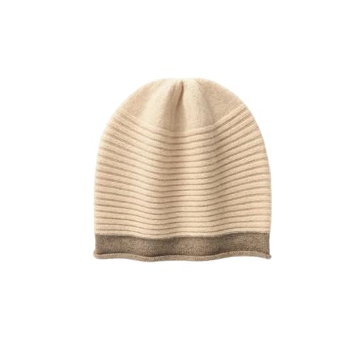 Weiche Kaschmir-Beanie-Mütze für Damen, mit Bündchen, verdickt, warme Wintermütze