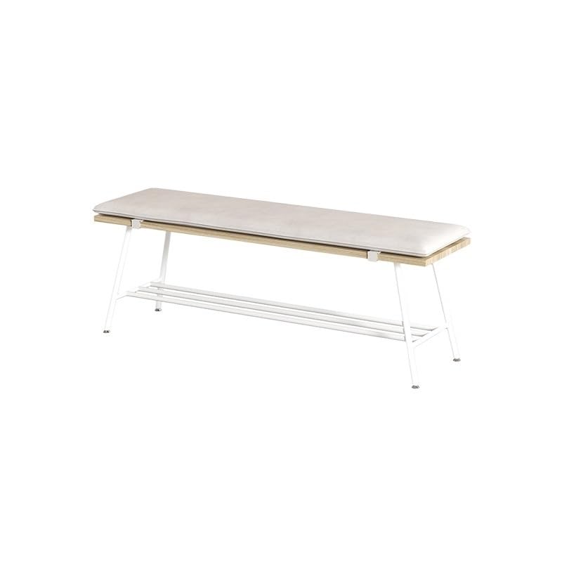 Banc à chaussures en bois massif avec repose-pieds d'entrée de maison C