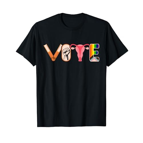 Vote Books Fist Ovaries LGTBQ Feminist Men Women T-Shirt