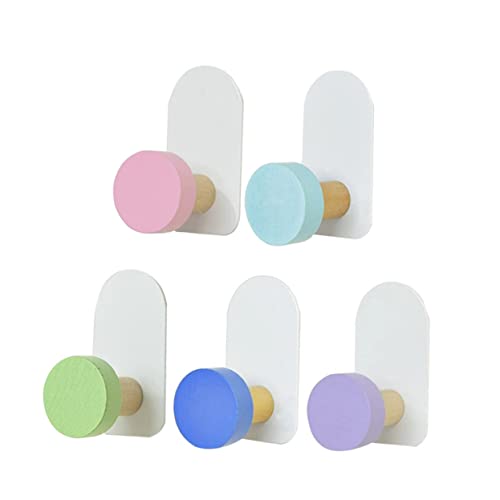 BUGUUYO 5 Piezas Gancho De Madera Maciza Perchero Para El Hogar Tapones Perchas Colgante Decoración De Pared Gancho De Punzón Cosas Pequeño Perchero Percha Resistente Techo Metal Colorful