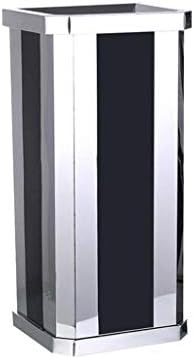 LMNUY Trashcan Outdoor Recycling Compost Bins Creative Square Outdoor Dustbins Stainless Steel Coverless Trash Can Commercial Hotel Recycling (Color : Black Silver)