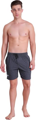 Image of T.T. Cotton Blend Shorts for Men | Regular Fit | Elasticated & Zipper | 2 Sided Pockets & 1 Back Pocket | Solid | Above Knee Length Bermuda Short | Ideal for Casual Outings