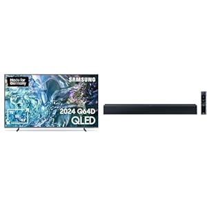 Samsung QLED 4K Q64D Fernseher 65 Zoll, Smart TV, Deutsches Model mit HW-C410G Soundbar inkl. integriertem Subwoofer