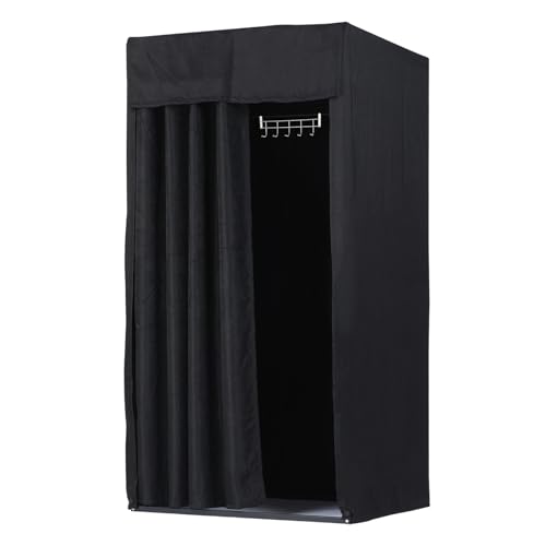 uxcell Fitting Room, 39x39x78 inch Clothing Store Fitting Room with Shading Curtain, Portable Changing Room for Clothing Shop Shopping Centre Office, Black