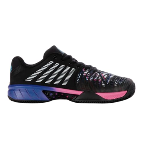 Image of K-Swiss Men's Express Light 3 Padel Shoe, Black /True Blue /Neon Pink, 8.5 M