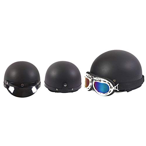 Berrd Casco de Motocicleta Mate Semi-Motocicleta de Cara Abierta con Gafas y Collar Desmontable Casco de Estilo Retro 7