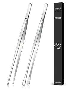 SouxMux – 2 Stück 30.5cm-Kochpinzette Zangen Präzision Gezackte Spitze