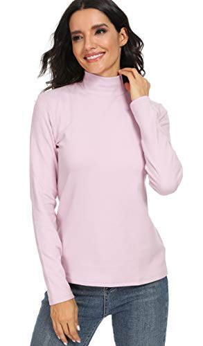 Image of Women's Cotton Mock Turtleneck Long Sleeve Basic Thermal Top