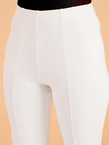 Image of barcino White 4-Way Stretch Bootcut Flared Trousers