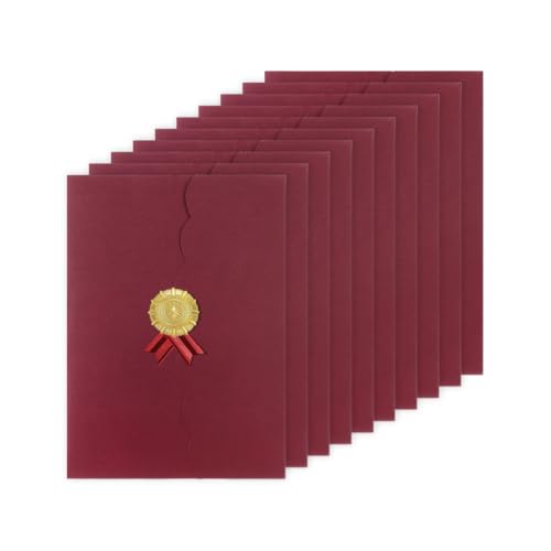 賞状ファイル a4 証書ファイル 10冊セット 三つ折り 証書ホルダー 証書入れ 賞状入れ 縦横兼用 箔押し バッジ付き 洋系 感謝状 卒業式 卒業証書 合格証書 表彰状 飲食店 メニュー カタログ ビジネス オフィス用品 ワインレッド