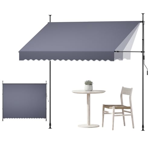 VEVOR Manual Retractable Awning, 118' Outdoor Retractable Patio Awning Sunshade Shelter, Height...
