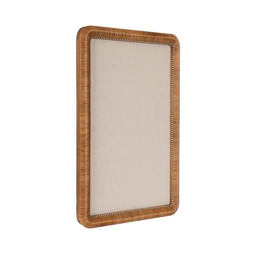 Kate and Laurel Rahfy Modern Beaded Rattan Framed Wall Pinboard, 20 x 30, Dark Natural Wood, Boho Rounded Rectangle Bulletin Board for Use as Dorm Room Decor or Vision Board by Kate and Laurel - Used condition - US$103.99