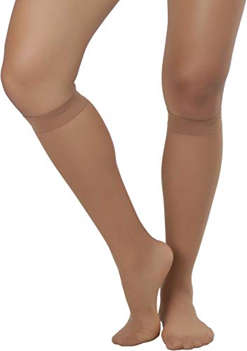 Image of ToBeInStyle Women Pack of 6 Sheer Knee-High Trouser Socks Reinforces Toes