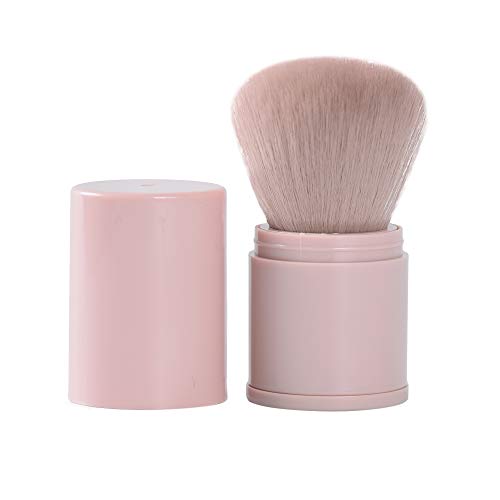 Retractable Kabuki Makeup Brush Powder Brushes Face Brush Foundation Travel Foundation Brush for Blush Bronzer & Powder (Pink)