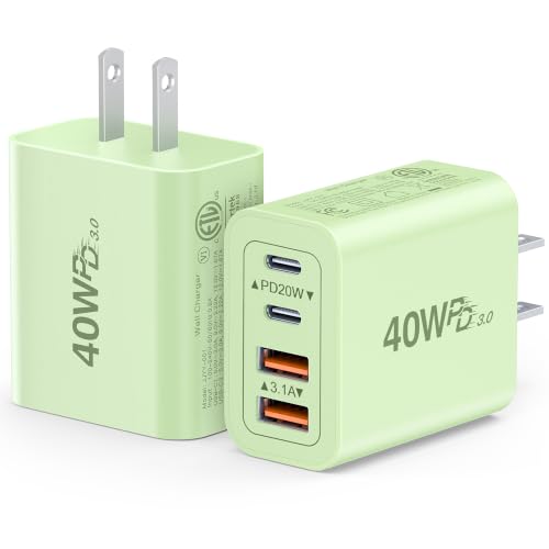 Image of 40W 4-Port USBC Charger Brick Box, 2 Pack Type C Charging Block Wall Plug