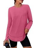 Sun Protection Clothing Women Workout Tops Gym Ropa Deportiva para Mujer‌ Yoga Columbia Fishing Shirts Tennis Lightweight Sweatshirt Thumbholes Red XL