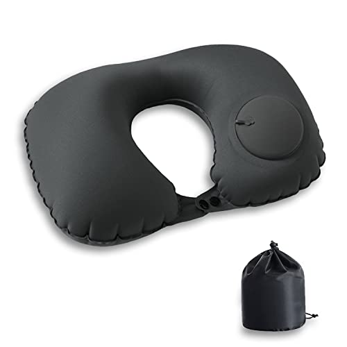 Nackenkissen, U-förmig, bequem, faltbar, tragbar, für Reisen, Nickerchen, Camping, Schwarz Cover