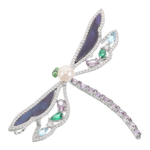 Broche libellule avec strass scintillants et bijoux animaux de revers pour vêtement femme