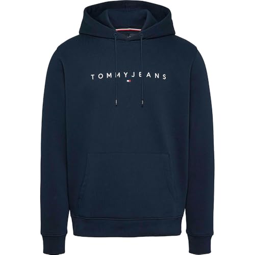 Tommy Jeans Sudadera Hombre Linear Logo con Capucha, Azul (Dark Night Navy), XL
