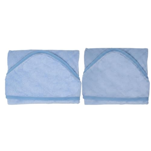 Image of BY LORA Hooded Baby Towel for Toddlers, Soft 100% Rayon Bath Towel, Highly Absorbent Baby Boy Wrap, 35 x 35 Inches, Toddler Gift, Baby Blue 2-Pack