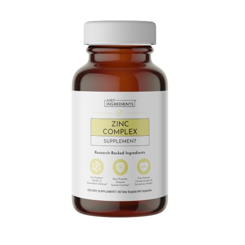 Zinc Complex Highly Absorbable Supplement with Picolinate & Bisglycinate Plus Quercetin Resveratrol L-Histidine & Copper Supports Immune Function Skin Energy & Cellular Health