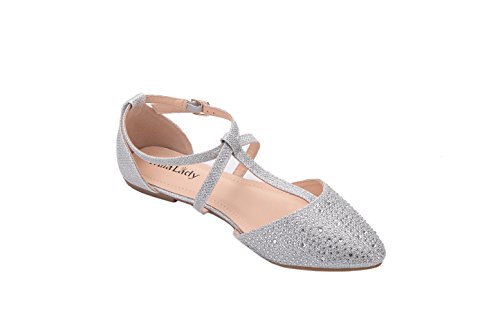 Mila-Lady-Laurel-Womens-Pointed-Toe-Ankle-Strap-T-Strap-DOrsay-Dress-Flats-Shoes