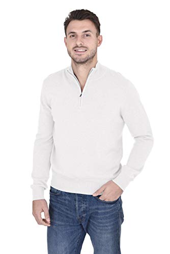 Cashmeren Men’s Mock Neck Half Zip Polo Sweater 100% Pure Cashmere Long Sleeve High Neck Pullover4