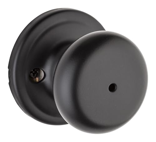 Image of Kwikset Hancock Interior Privacy Door Knob with Lock, Door Handle For Bathroom and Bedroom, Matte Black Keyless Turn Lock Doorknob, with Microban Protection
