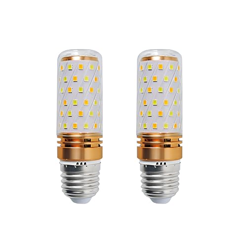 HUAMu Tricolor E27 9W LED Maiskolben Lampen, 3-Farbwechsel Leuchtmittel, für Kronleuchter Home Lighting Decor,nicht dimmbar,AC 220-240V,2 Stücks