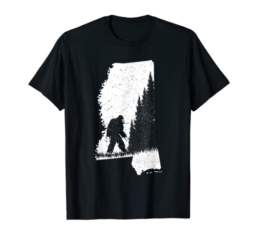 Mississippi Bigfoot Stato Orgoglio Natura Sasquatch Silhouette Maglietta