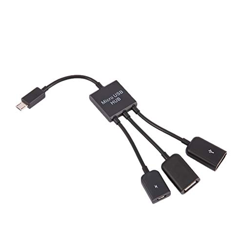 WEIWEITOE-FR HUB Micro USB 3-en-1 mâle vers Femelle Double Adaptateur câble hôte OTG hôte USB 2.0 pour Tablette Smartphone 3 Ports, Noir,