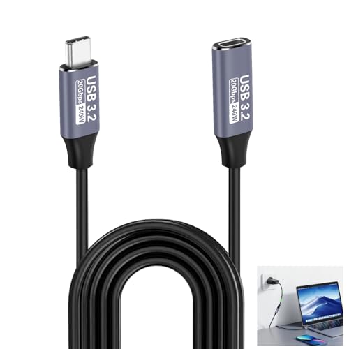 USB C Extension Cable 240W 20Gbps 1M, USB C Male to Female 3.2 Gen 2 Cable, 4K@60Hz Video, Fast Charging Extender Lead, Compatible with iPhone 16 15, MacBook, iPad, Galaxy S24, Hub