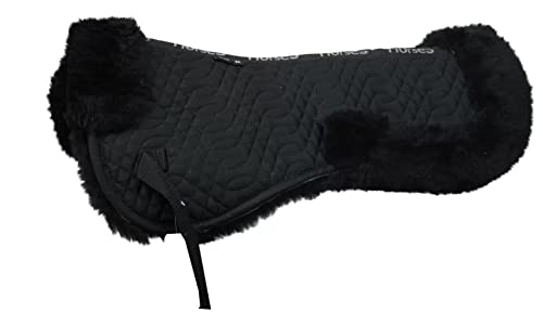 Horses, Einstellbares Sattelpad Merinos, Weiche und widerstandsfähige Halbschabracke, ideal zum Schutz des Pferdes vor Stößen oder Rückenproblemen (Schwarz)