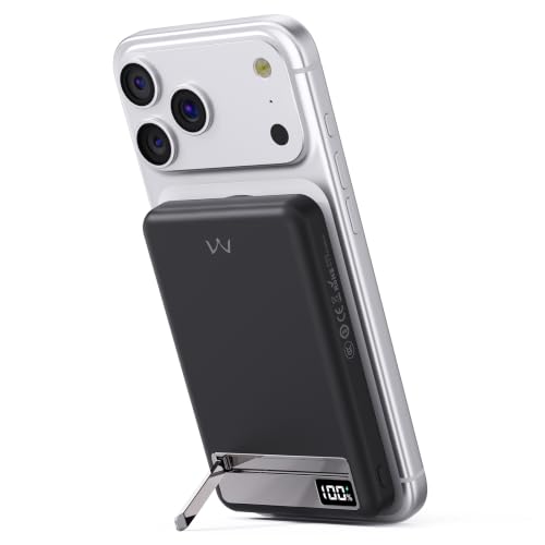 Image of iWALK Magnetic Wireless Power Bank 10000mAh, Slim Portable Charger with 20W PD Cable Fast Charging, Metal Kickstand, LED Display, MagSafe Compatible Battery Pack for iPhone 17 /16 /15 /14 /13 /12 Series