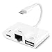 RJ45 Ethernet LAN Wired Network Adapter,3 in 1 Wired Ethernet and USB 3 Camera Adapter and Charger Port Compatible with iPhone/iPad