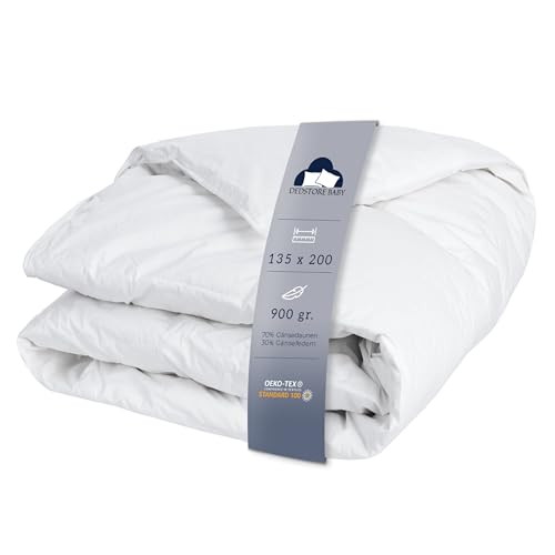 Dedstore-Baby Bettdecke Daunendecke Daunenbettdecke Gänsedaunen Decke Daunen Federn Steppdecke 100prozent Naturprodukt, Öko-Tex Zertifiziert 135x200 cm, 900g Füllung