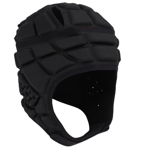 Generic Soft Rugby, Soft Helmet Rugby Headgear EVA Sponge Padded, Adjustable Flag Football Headguards for Youth Kids Adults Soccer Sports (Black)