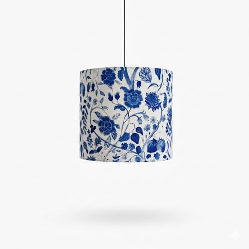 Image of ExclusiveLane 'Indigo Bloom' Pendant Hanging Lights for Living Room (22.8 Cm, Cotton Wrapped Over Polyvinyl, Set of 1) | Pendant Lights for Ceiling Lights for Living Room Hanging Lamps for Bedroom