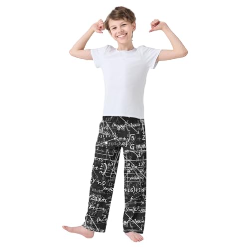 ZZXXB Mathematical Formula Print Boys Long Pants Soft Trousers Elastic Waist Kids Lounge Bottoms with Pockets S-XL2