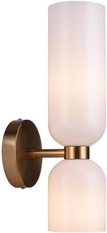 Wall Sconces 2 Lights White Glass Wall Light LED Study Wall Lamp Modern Style Wall Lamp Minimalist Hotel Background Wall Corridor Wall Lamp(White)